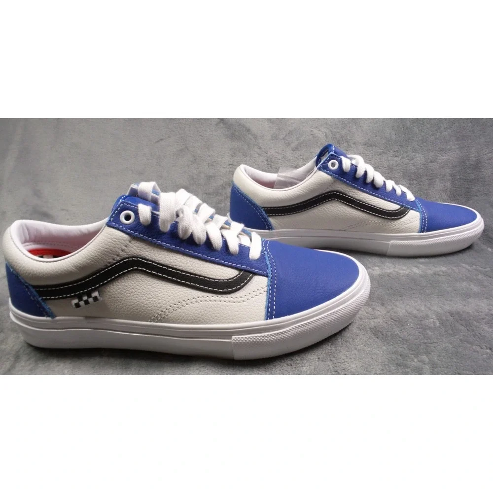 Vans Skate Old Skool Shoes Mens Size 9.5 True Blue Sport Leather Sneakers NWOB